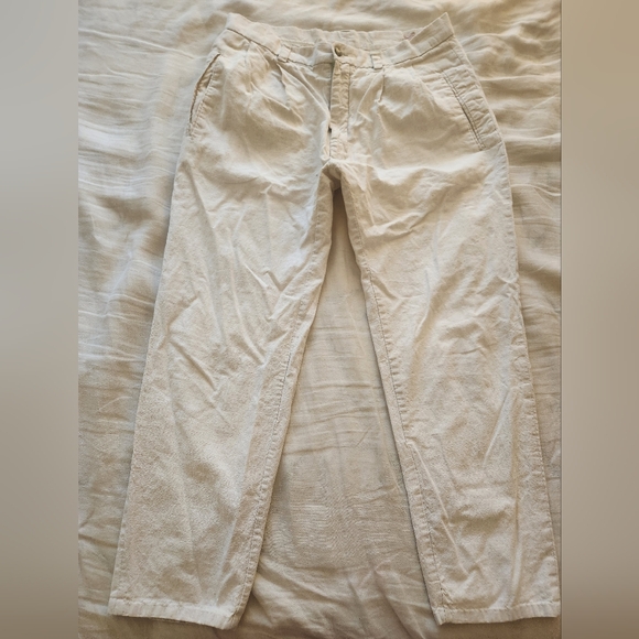Cream Linen Pants - Picture 2 of 3